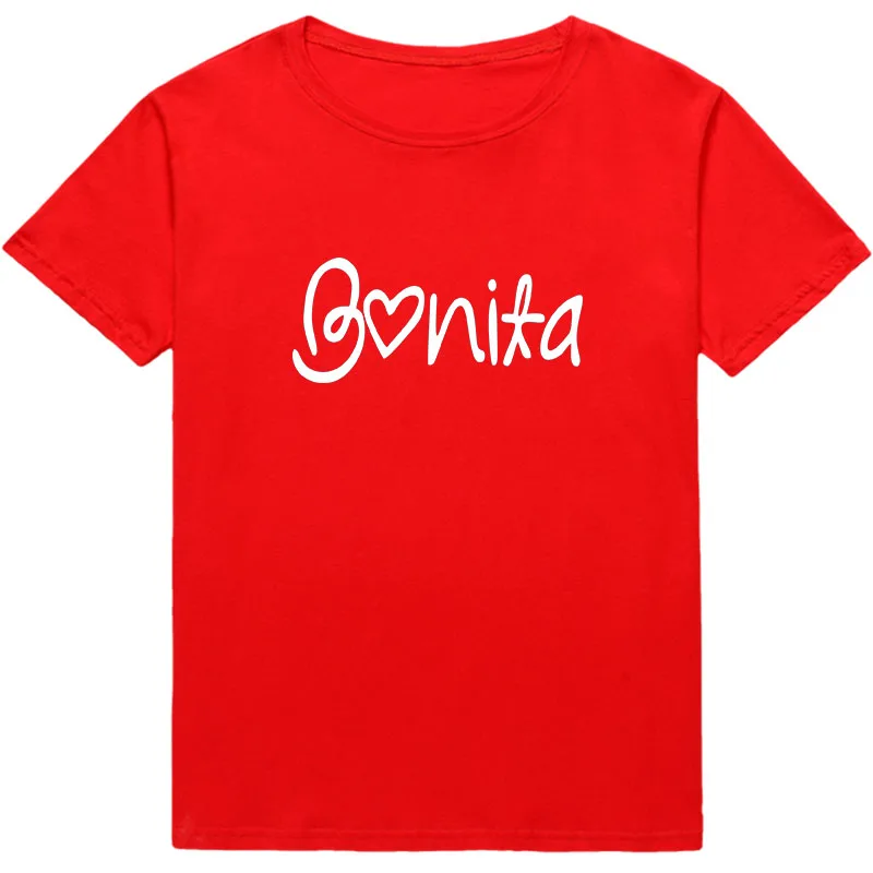 Bonita Graphic t-shirt Women Top clothes Funny Spanish Letter Print tshirt lady tee gift camiseta ropa mujer White Black