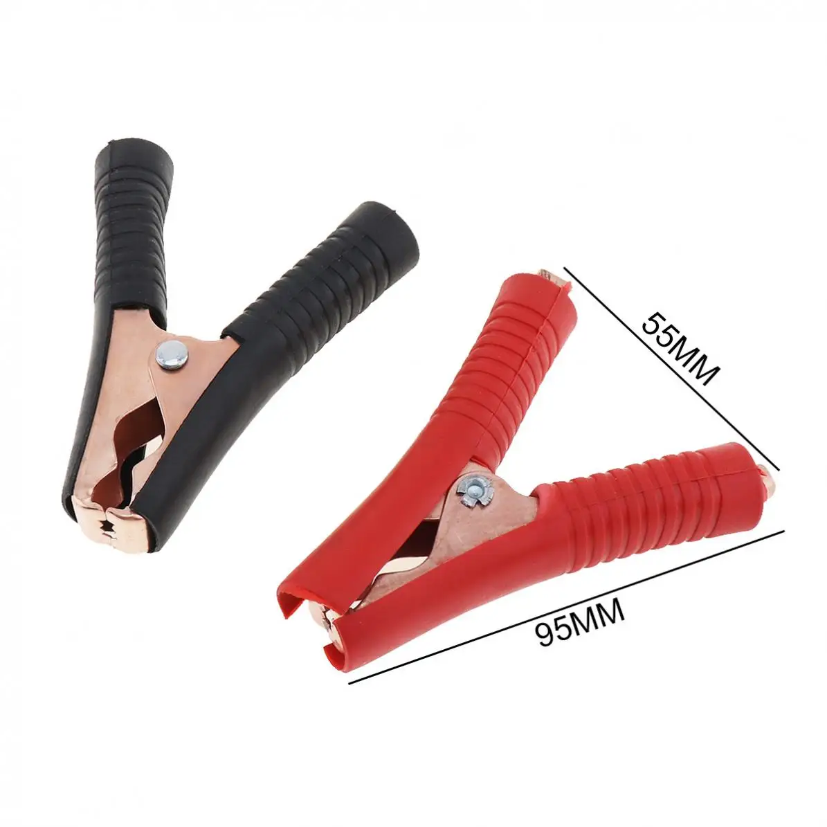 2 Pcs 100A 90 Mm Copperized Ijzer Auto Voertuig Batterij Test Alligator Clips Met Zachte Silicagel Geïsoleerde Jas