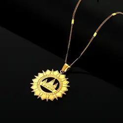 Stainless Steel Gold Color Lalish Pendant Necklace Yezidi Faith Pilgrimage Chain Jewelry