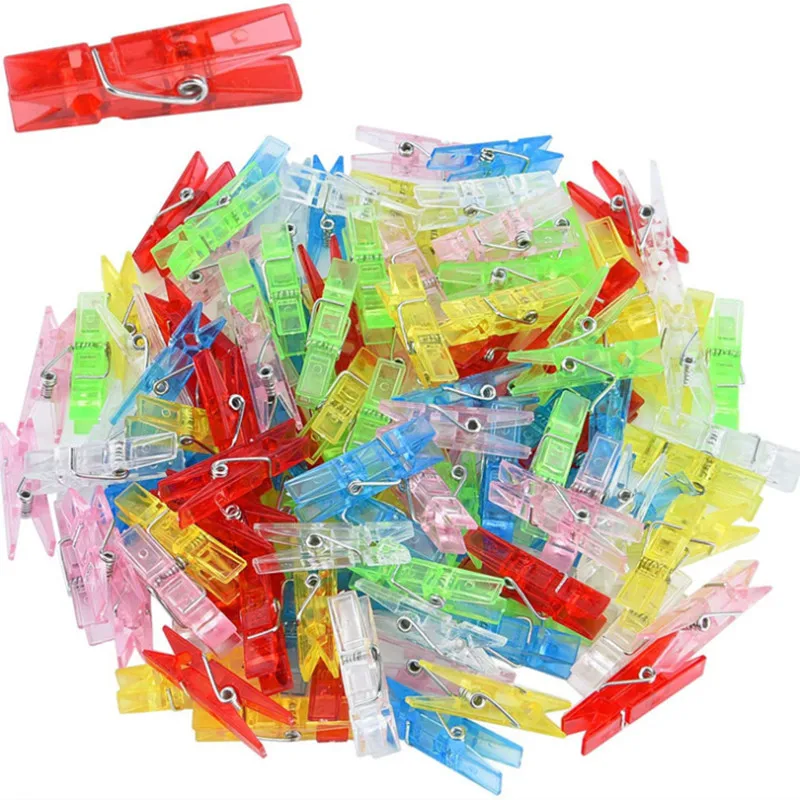 20Pcs/Pack 25MM35MM Mini Transparent Plastic Clip Photo Clothespin Christmas Decoration Light String Clip