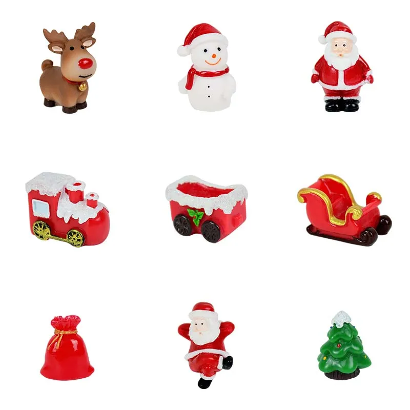 1/2/5 Pcs Christmas Tree Resin Miniature Santa Claus Snowmen Fairy Garden Figurines Doll House Decor Micro Landscape Accessories