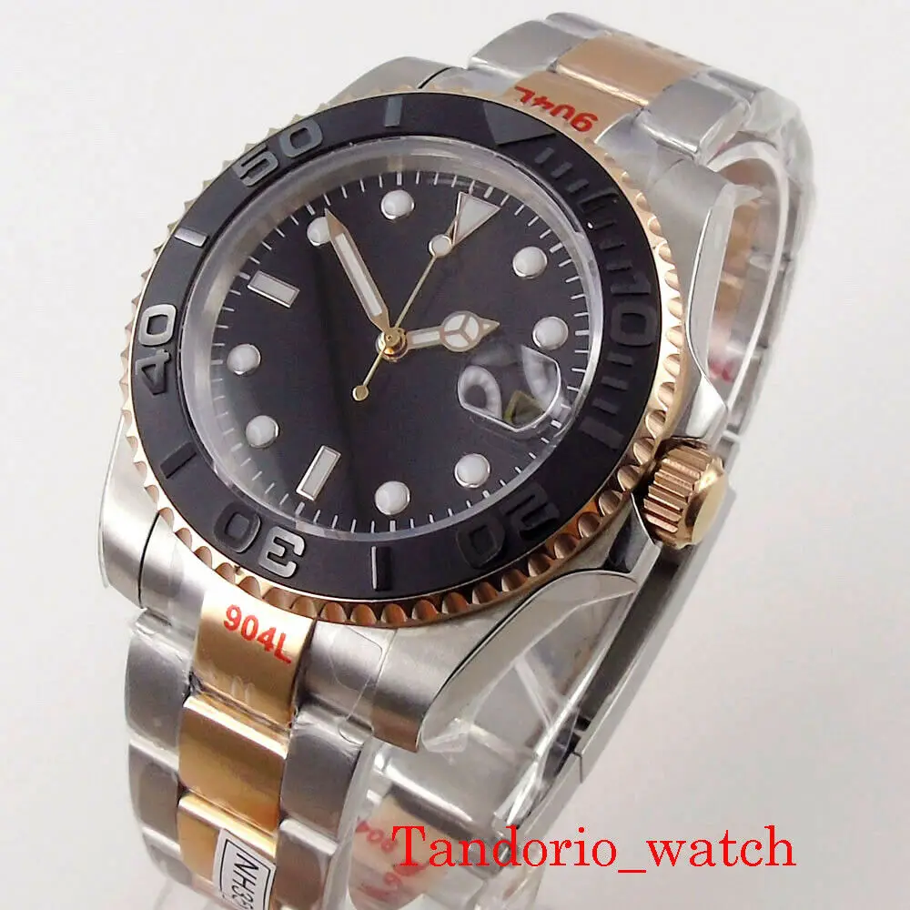 

40mm NH35 MIYOTA8215 MINGZHU2813 Movement Automatic Men's Watch Sapphire Crystal Auto Date Rose Gold Silver Bracelet