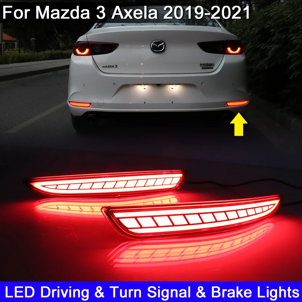 

3-in-1 LED Rear Bumper Reflector Warning Light With Tail Brake Stop Lights Turn Signal For Mazda 3 Axela Sedan 2019 2020 2021