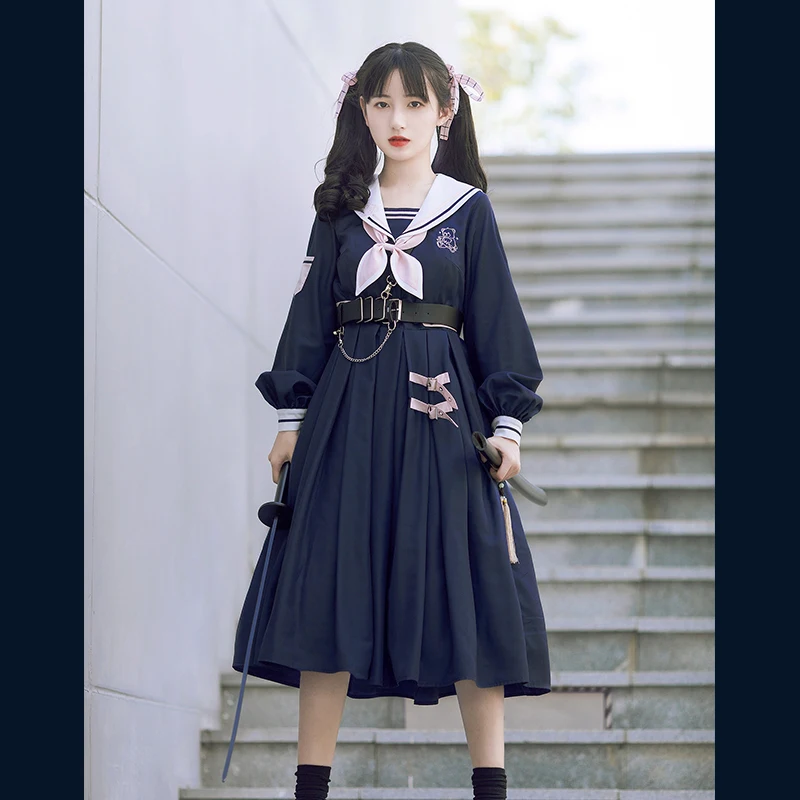 Nhật Bản Công Chúa Sweet Lolita Đầm Retro Thủy Thủ Cổ Áo Cao Cấp Victoria Đầm Kawaii Cô Gái Gothic Lolita Op Loli Cos