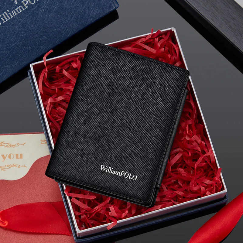 WILLIAMPOLO Men's Wallet Case For Cards Small Luxury Brand Coin Purse RFID Smart Wallet Business Card Holder For Traveling