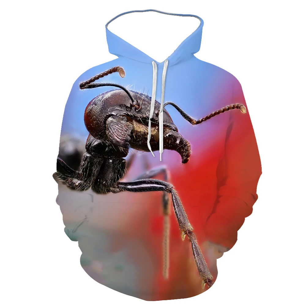 Spring and Autumn New Men's 3D Animal Ant Print Hoodie Comfortable Street Fashion Long Sleeve Hoodie Can Be Customizable