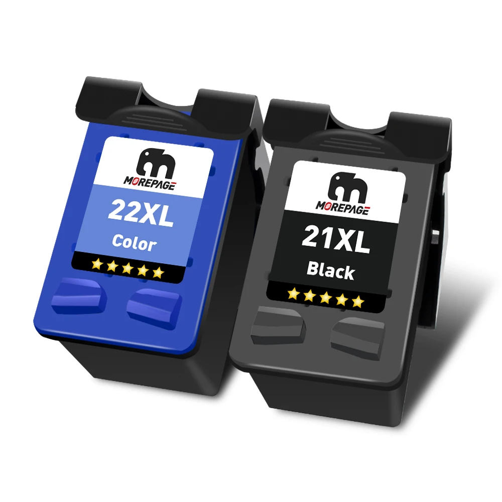 Cartouche d'encre de remplacement MorePage pour imprimante HP21 22 HP 21XL pour Deskjet F2180 F2200 F2280 F4180 F300 F380 D2300