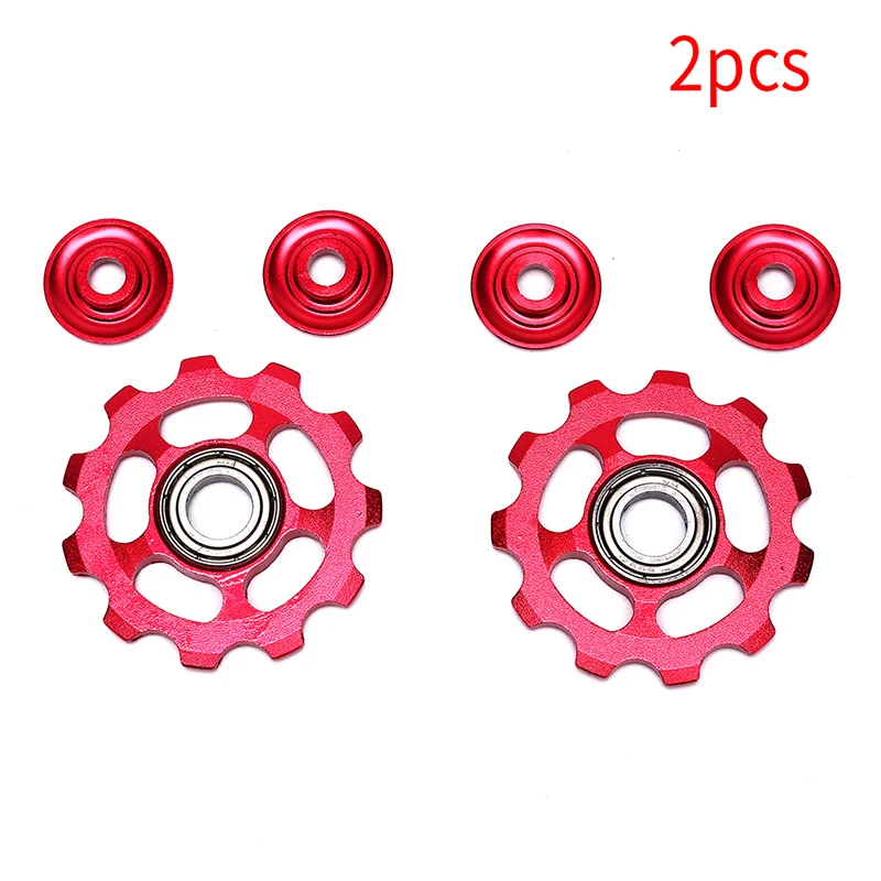 2pcs 11T MTB Aluminum Alloy Bike Bearing Jockey Wheel Rear Derailleur Pulleys Outdoor Bicycle Parts