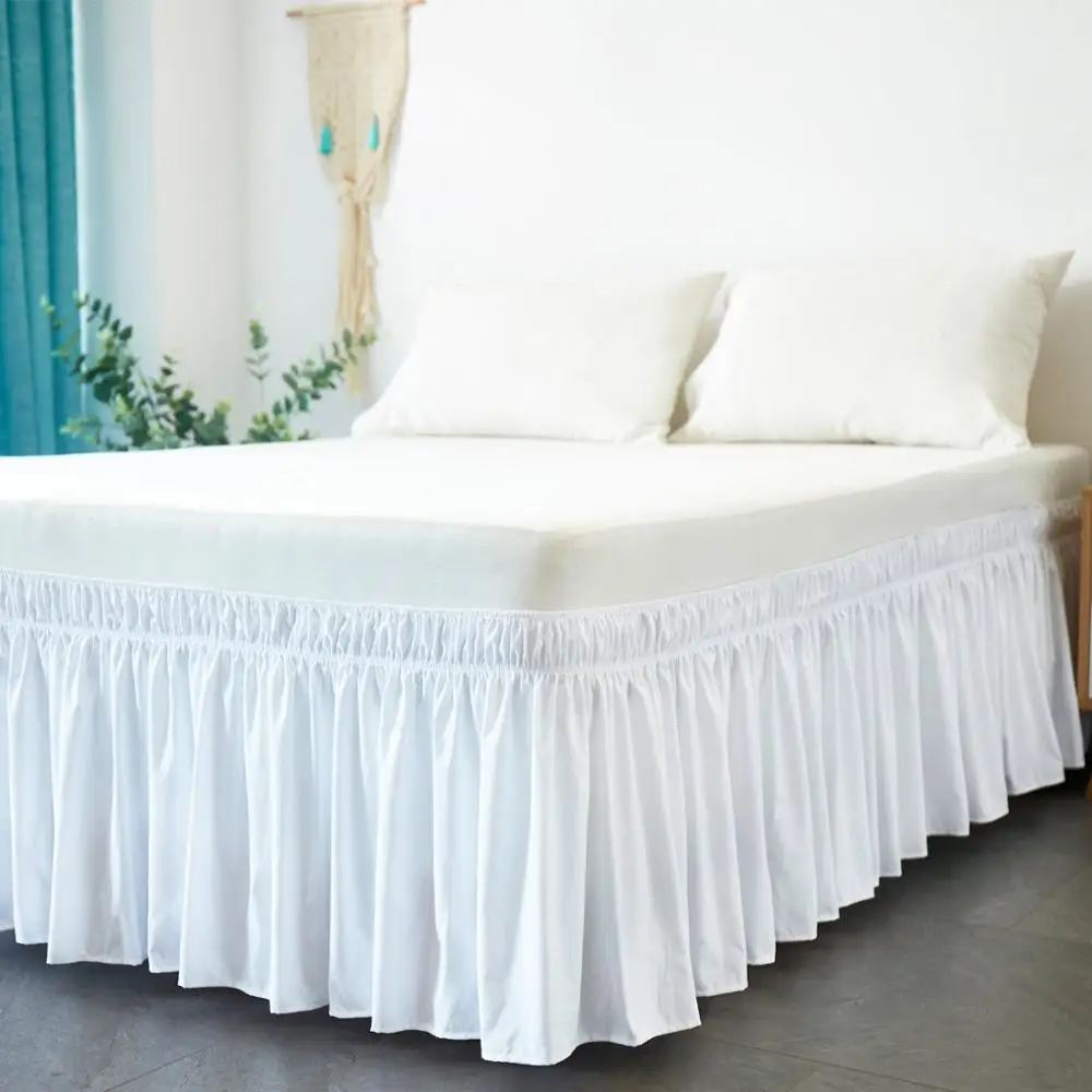 2021 Hotel Bed Skirt Wrap Around Elastic Bed Shirts Without Bed Surface Full/ Queen/ King Size 38cm Height for Home Decor White