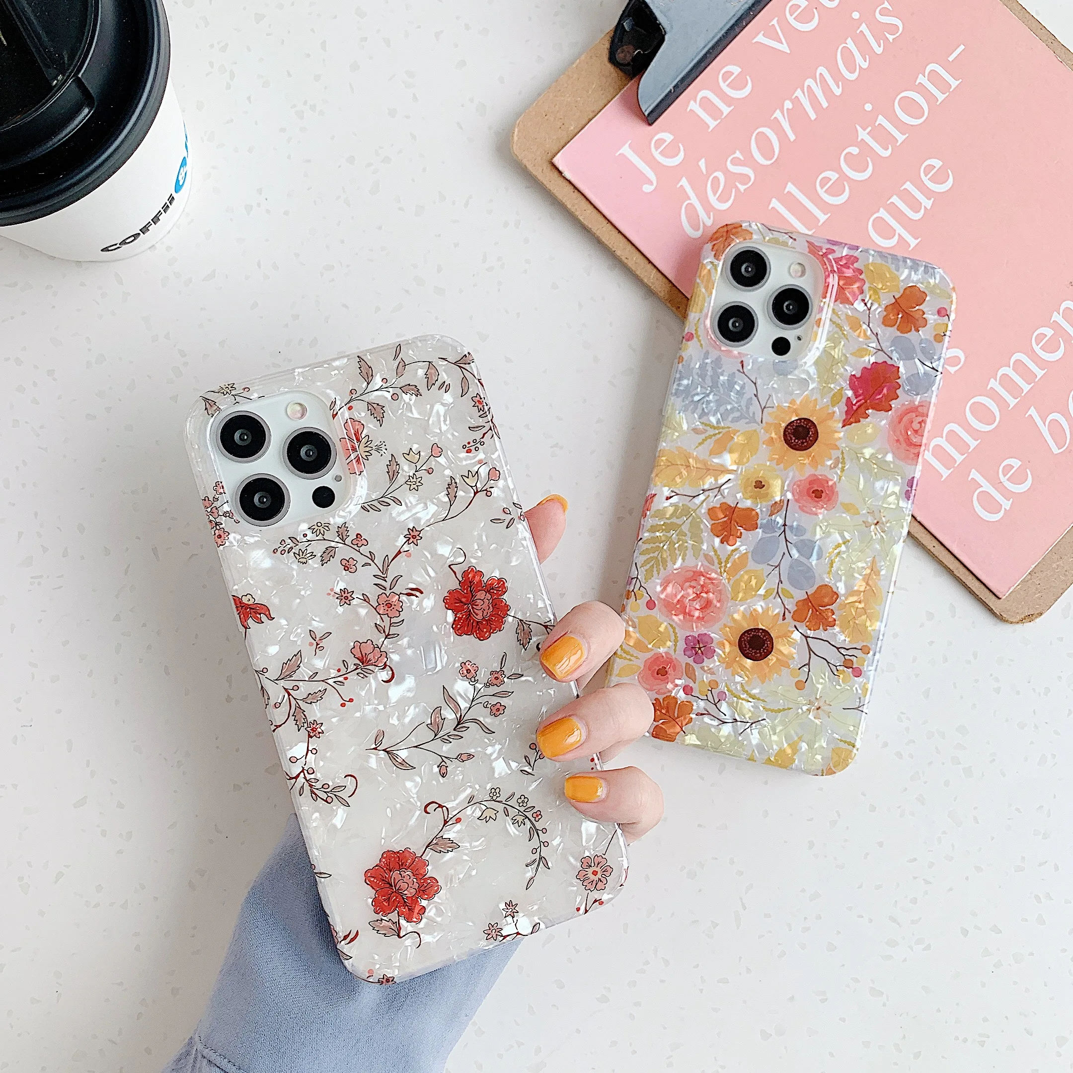 

For iPhone 14 Pro Case Shell Pattern Small Fresh Flowers, For Samsung S24 S23 Ultra S22 Ultra phone case goddess