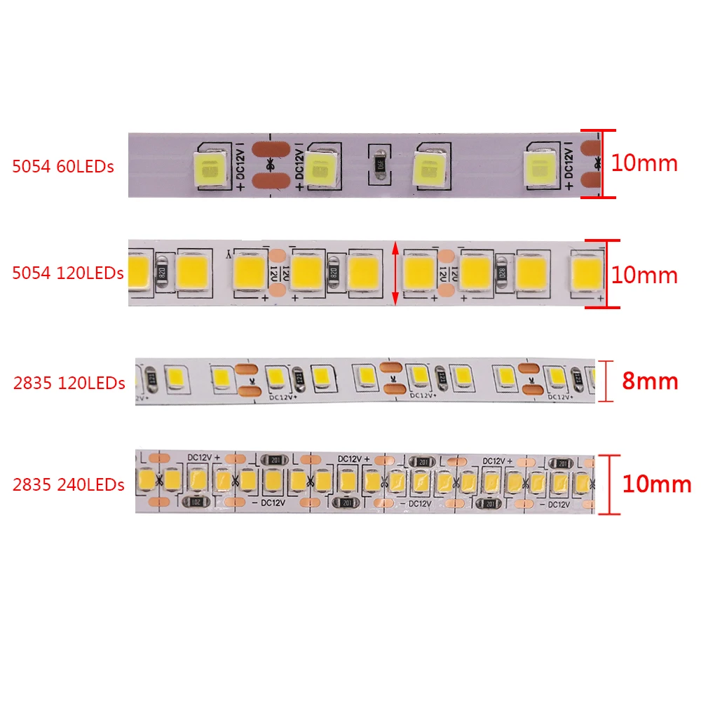 5M 5054 2835 Led Strip Flexible Light 12V 24V High Brightness Ribbon Tape IP65 IP67 Waterproof Led Light Strips Red Green Blue