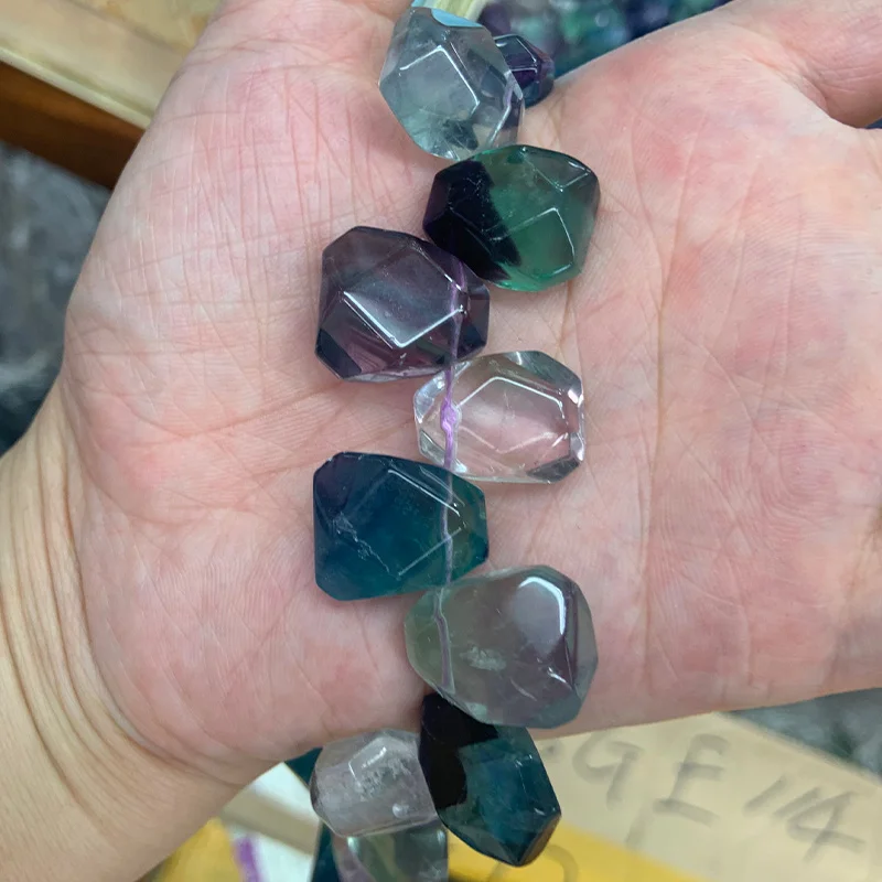 Natural Fluorite Stone Beads 15'' Irregular DIY Loose Beads For Jewelry Making Beads For Women Necklace Earring Pendant Gift