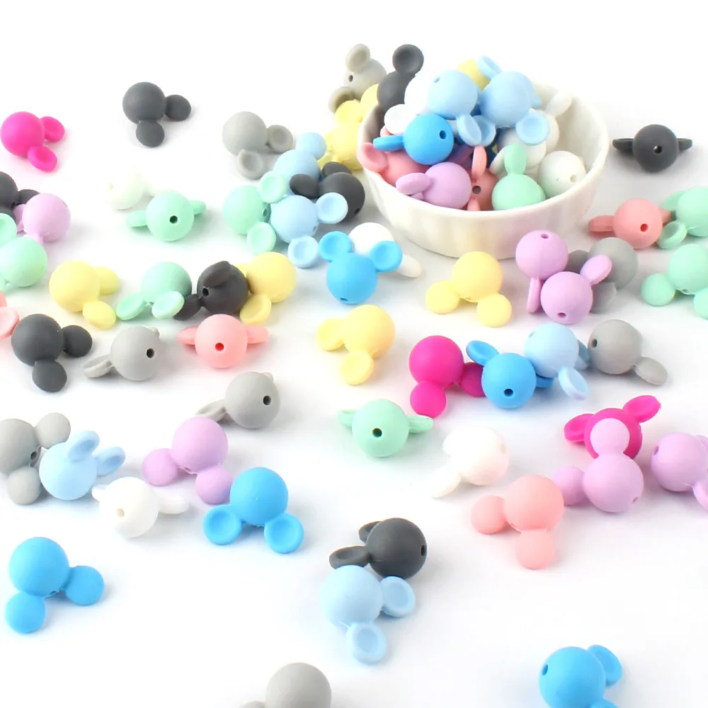 10pcs Silicone Beads Mouse Shape Baby Teething Beads Teether BPA Free Chewing Toy For DIY Necklace Pendant Baby Accessories