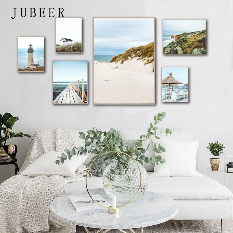 Nodic Style Posters Sea Beach Modular Pictures Seaside Paintings on The Wall Posters and Prints for Living Room Home Wall Art