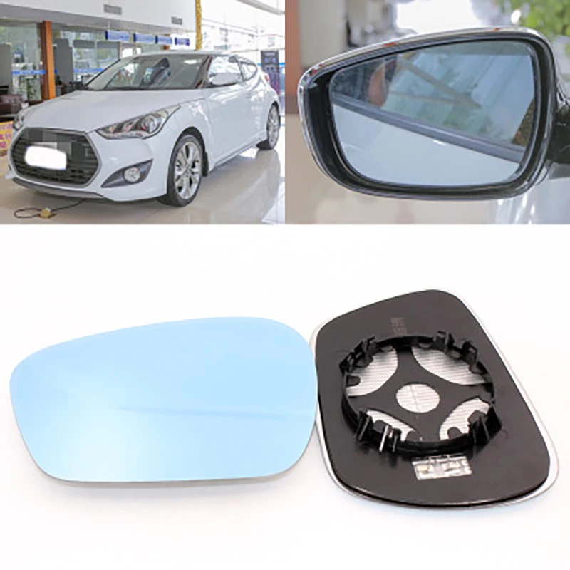 Large Vision Car Blue Side Rearview Mirror Glare Proof LED Lamp Heated Turn Single for Hyundai Veloster 2010-2020