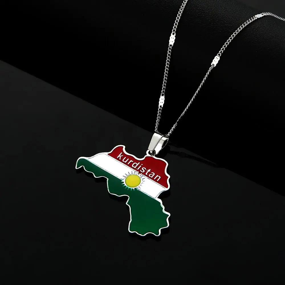 

Stainless Steel Kurdistan Map Pendant Necklace Fashion Kurdistan Map Chain Jewelry