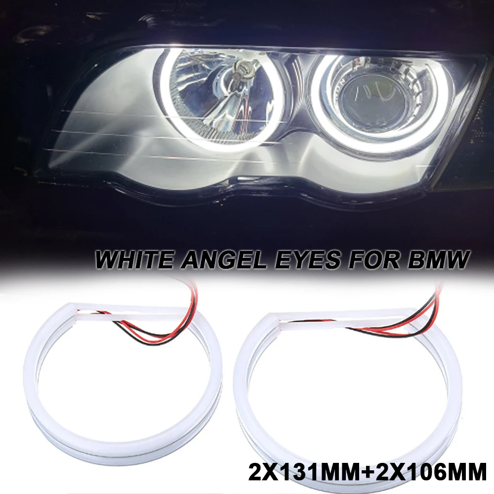 White Halo Ring Angel Eyes For BMW E83 X3 E46 Compact LED SMD Auto Headlights Accessories 2x131mm 2x106mm