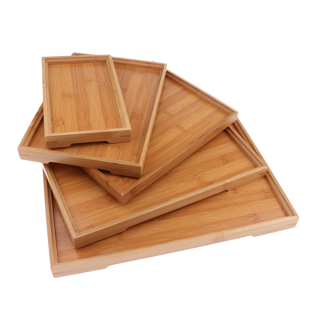 Wooden Rectangular Serving Tray Food Tea Dish Kitchen Vintage Solid Wood Stand Tray Hotel Dinner Plate Storage Tray Tableware