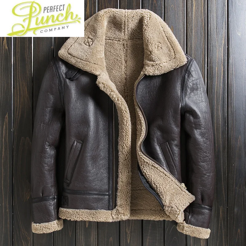 

Jacket Winter Men Parka Genuine Sheepskin Leather Jackets Real Sheep Shearling Coat Thick Clothes Veste Homme LXR1081