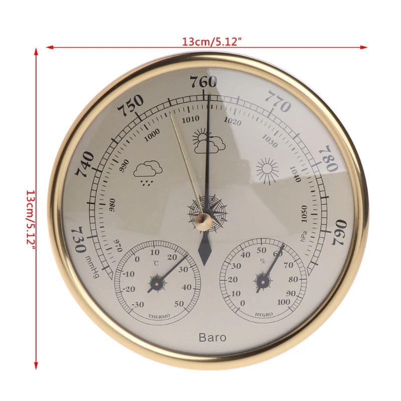 3 In 1 Wall Mounted Household Barometer Thermometer Hygrometer Weather Station Hanging Pressure hPa Gauge Air Weather Instrument