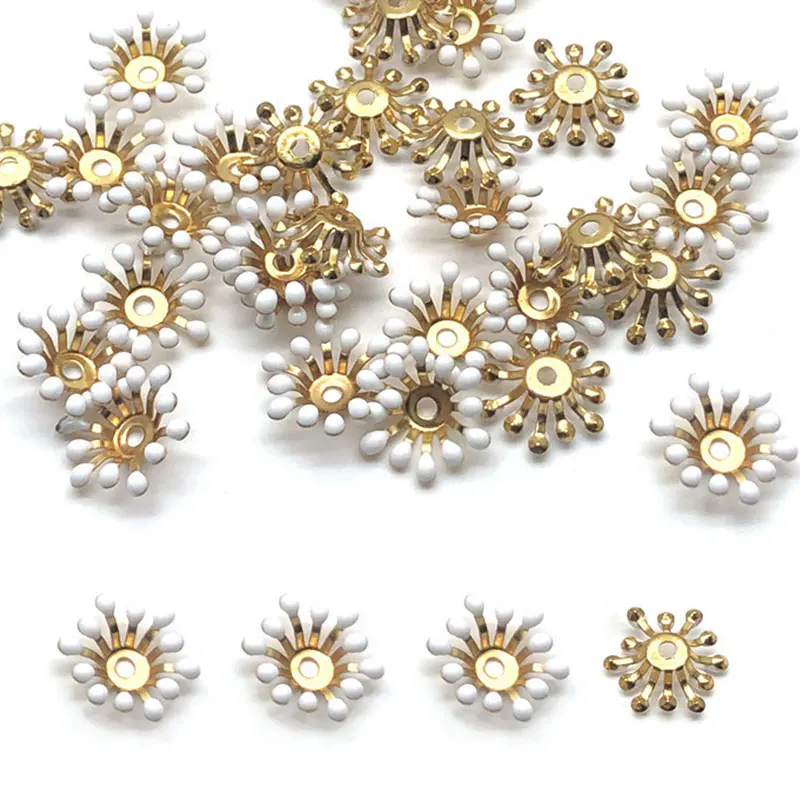 ジュエリー作り用の金属製スペーサービーズ,13mm,20個,フルスペーサービーズ,DIY用キャップ,ヘアアクセサリー