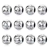 Original 100% 925 Sterling Silver 12 Zodiacs Leo Virgo Aries Beads Charms Fit Pandora Bracelets Necklaces DIY Jewelry For Women