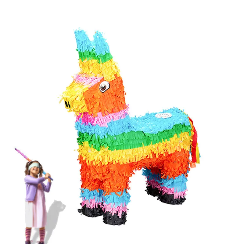 

Rainbow Donkey Shape Pinata Game Props Sugar Beat Creative Decoration For Children Birthday Party Big Sale