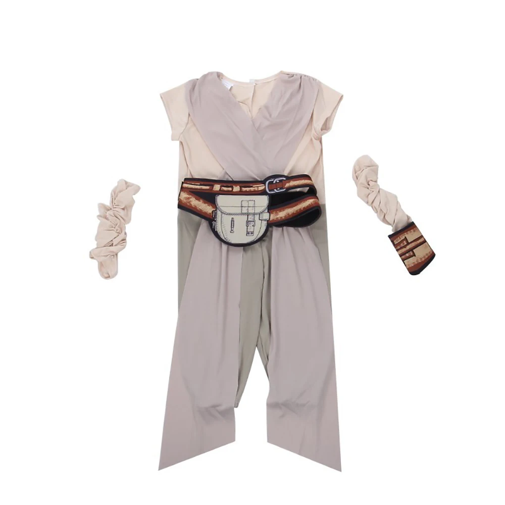 Rey Star Superhero Wars Skywalker Robe Halloween Costumes for Kids Rey Jumpsuit Dresses Girls Cosplay Anime Movie Clothes Outfit