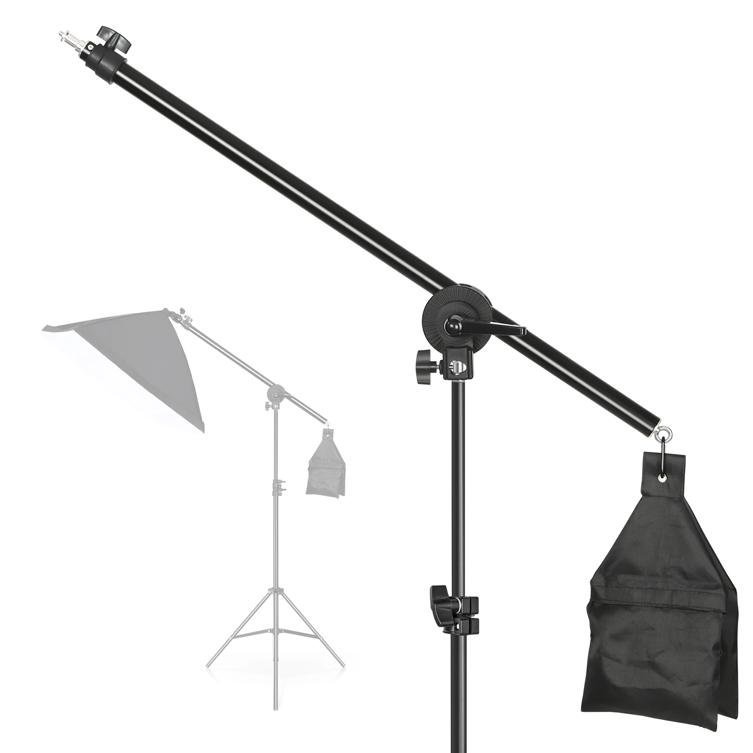 Adjustable Tripod Boom Arm for Light Stand with Sandbag Extend to 135cm Portable Light Stand Boom Arm Holder for Photography