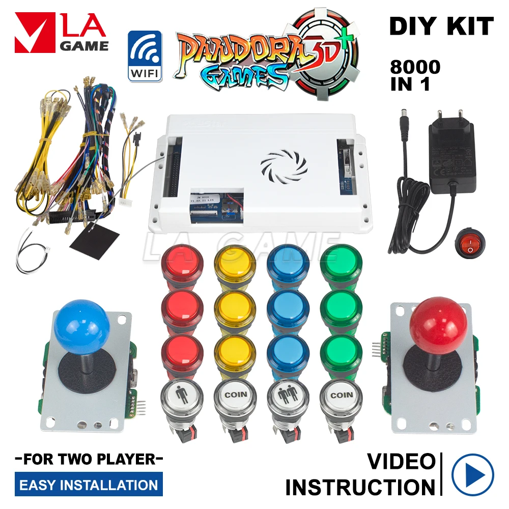 Pandora Box 3d 8000 In 1 Led Cable Arcade Button Illuminated 5 Pin 8 Way Arcade Joystick Kit Arcade 2 Player Pandora Box 3d Wifi