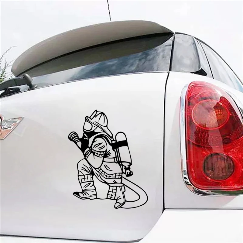 40334# Die-Cut Vinyl Decal Firefighter Car Sticker Waterproof Auto Decors on Car Body Bumper Rear Window