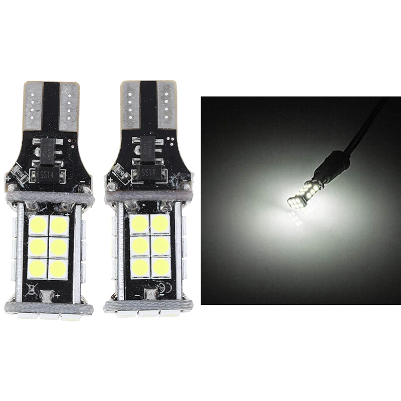 

2Pcs T15 W16W 24 SMD 3030 921 912 LED 5W 7000k Car Backup Reverse Light Bulb White