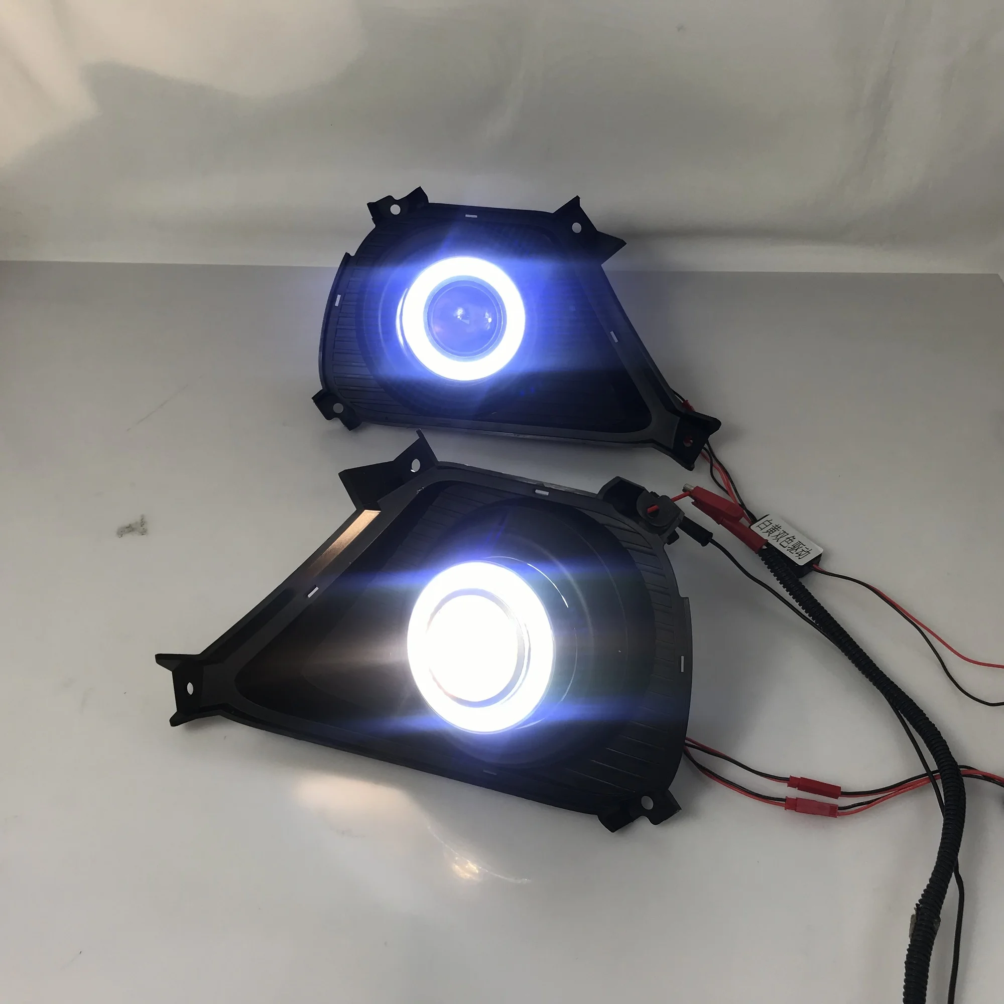 Osmrk fog lamp driving light assembly for mitsubishi zinger cob angel eye led daytime running lights APP control