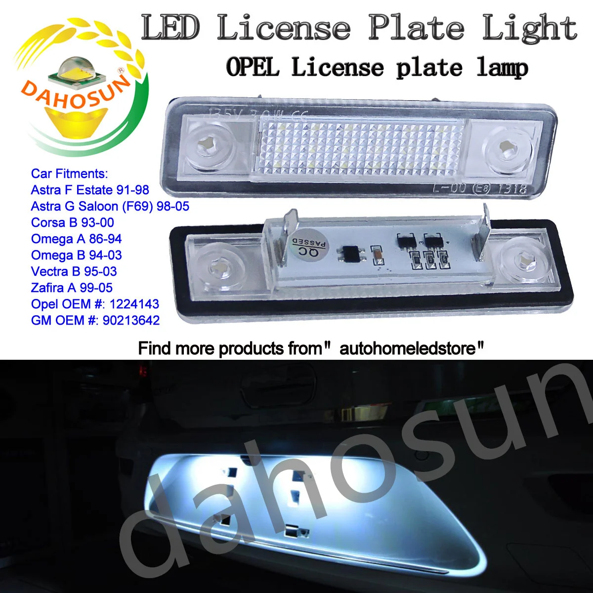 

2Pcs Dahosn White LED License Light For Opel Astra F Hatchback/Convertible/Corsa A /A-B/Vectra/Astra-G Erroe Free Number Light