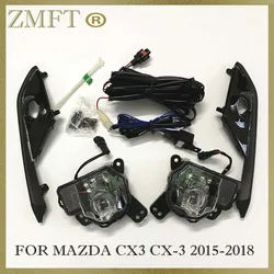 Car Replacement LED Driving Fog Lights Spot Lamp Assembly kit For Mazda CX3 CX-3 2015 2016 2017 2018 Black Cover Harness Set