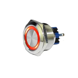 25mm Green Ring LED Metal 6 Pins Self-Locking Latching Push Button Anti Vandal Electric Switch Waterproof 6V,12V, 24V,110V, 230V
