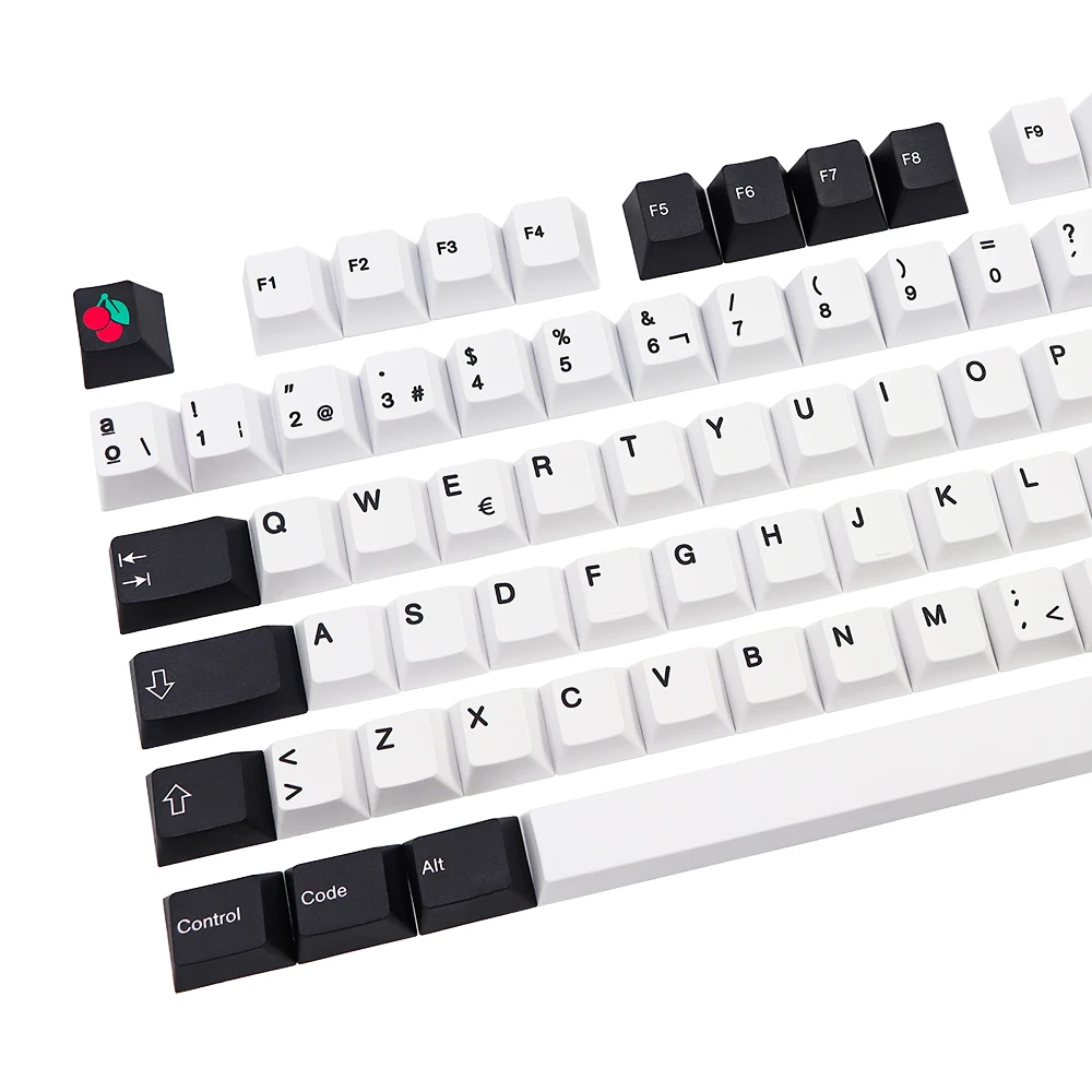 GMK-KEY Black White pbt Keycap Cherry Profile Dye Subb Keycaps For Mx Switch dz60 gk61 64 75 87 96 108 Spain Layout iso Key Cap