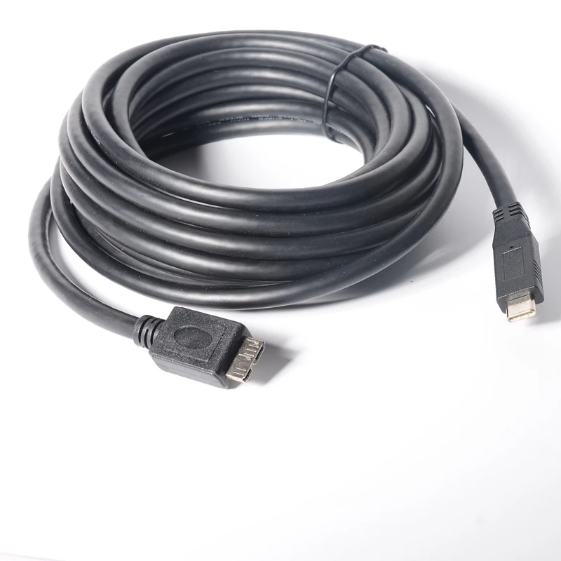 USB C to Micro USB 3.0 Cable 5m (USB C to USB Micro B 3.0, Micro USB 3.0 to USB-C) in Black (16.4 Feet, 5 Meters)