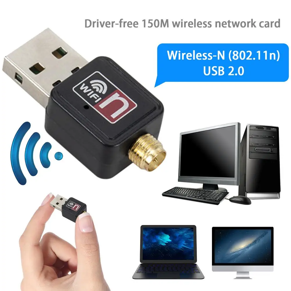 Mới NBDWK8 WiFi Card Mạng Không Dây USB 2.0 150M 802.11 N LAN Adapter Với Xoay Được Ăng Ten Cho Laptop mini Wi-fi Dongle