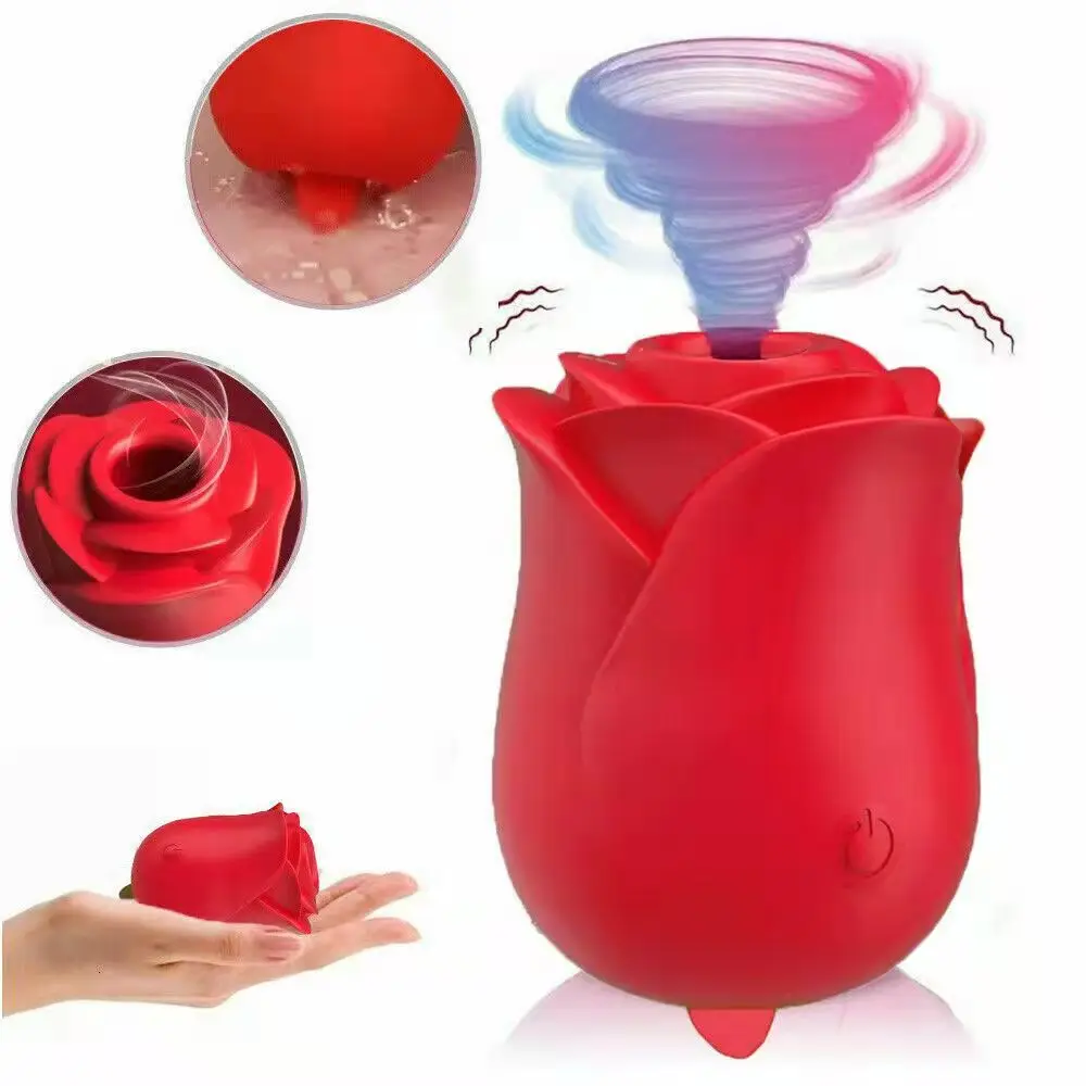 10 speed powerful vibrator rose clitoral suction cup vibrator female clitoral stimulator tongue licking nipple sex toy