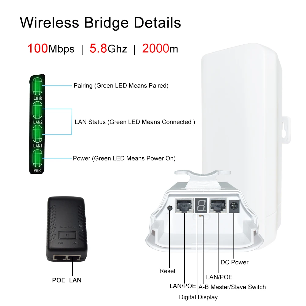 KuWFi 300Mbps WiFi Wireless Bridge 1-2KM Outdoor CPE Router 5G Outdoor Wireless Access Point Wifi point to point wireless bridge