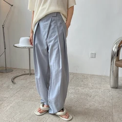 Summer Women's Casual Solid Color High Waist Loose Wide Leg Pants