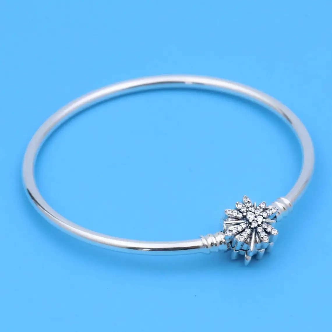 

925 Sterling Silver Dazzling Fireworks Bangle Bracelet with Clear Cz For Women Fit Original Pandora Charm Beads Jewelry