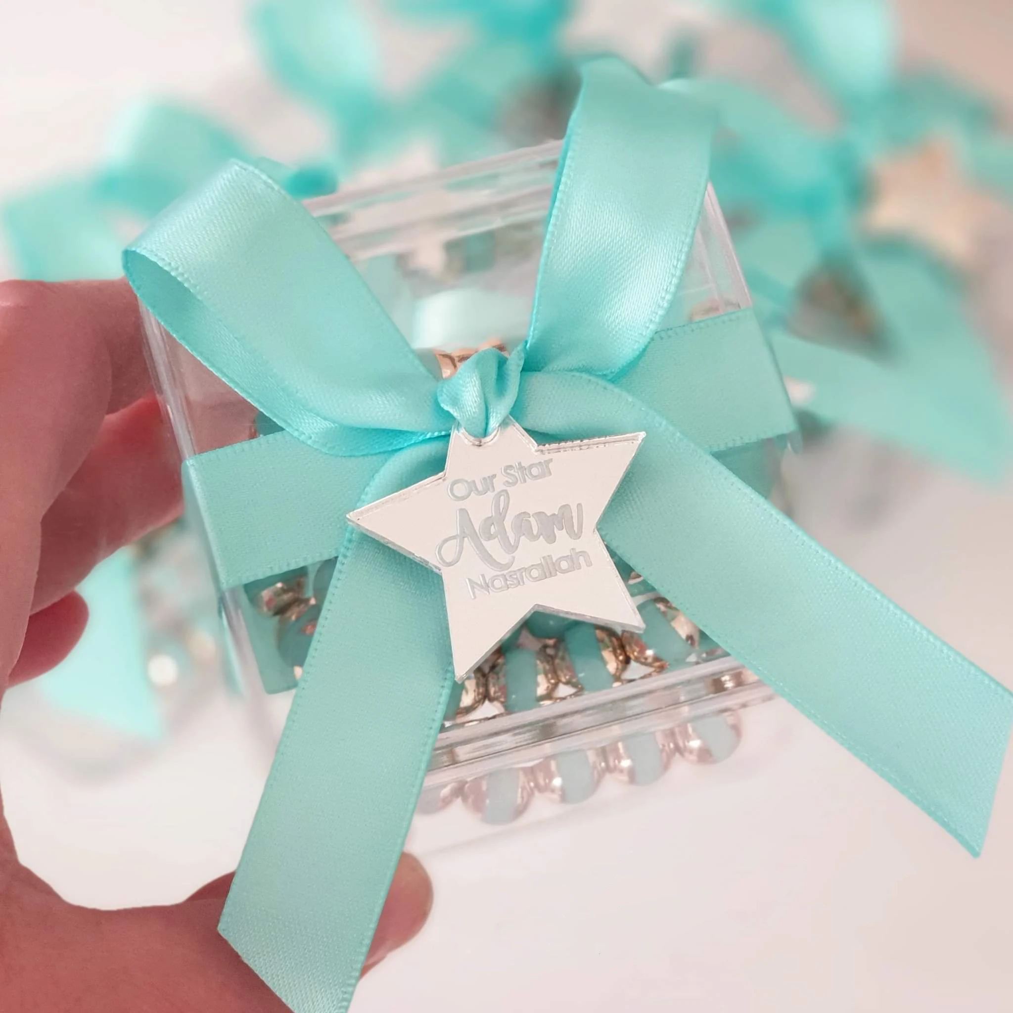 

30*Personalized Multi-color Star Tags Baby Shower Gift Box Decoration Custom Baby Name Blessing Phrase Birthday Party Gift Label