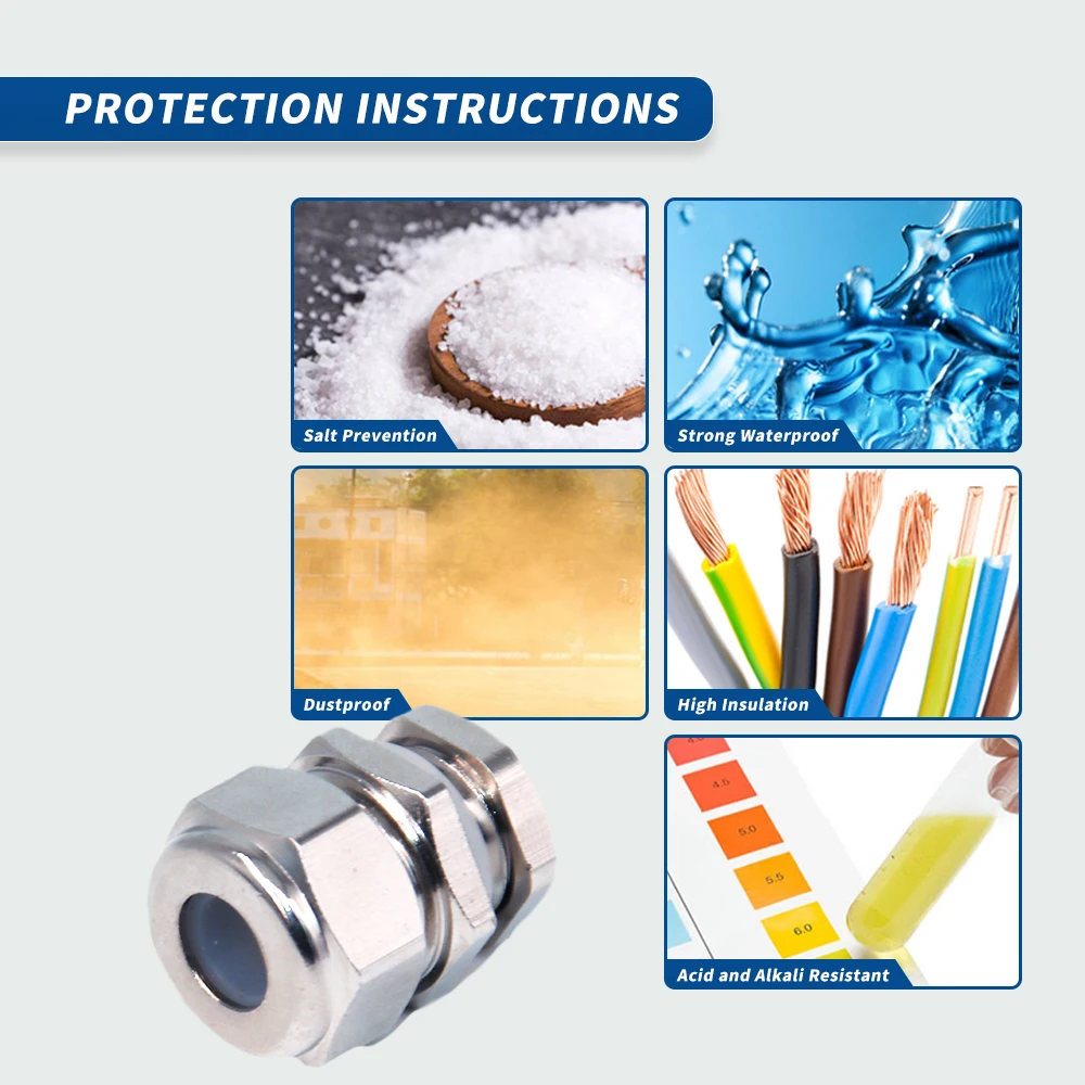1PC Silicone Sealing Brass Cable Gland Use For Lamp M8 Metal Joint M12 Nickle Plated High Temperature Resistance Brass Gland PG7