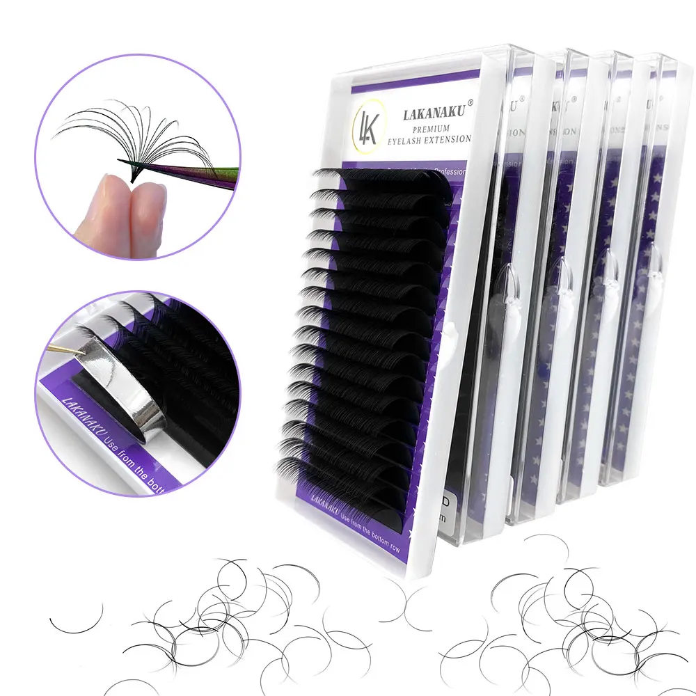 LAKANAKU Classical Mink Eyelashes Extensions Supplies False Silk Volume Extension Trays 8-18mm Professional Cilios