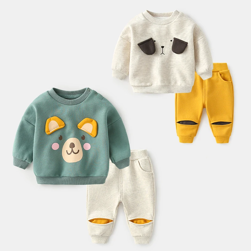 

Baby Kids Casual Autumn Clothes 2 Pcs Little Boys & Girls New Cute Cartoon Animal Clothing Set Newborn Sports Sweater Suit P138