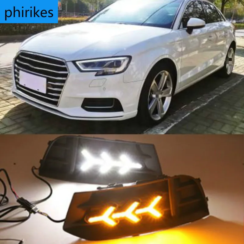 

1 set DRL For Audi A3 2017-2019 LED DRL Daytime driving Running Lights Daylight Fog Lamp cover hole light
