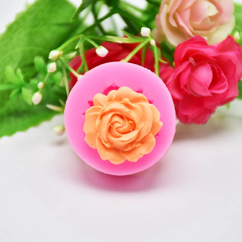 1pc 3D Rose Flower Shapes Silicone Mold Fondant Mold Sugarcraft Cake Decorating Baking Tools Surgar Soap Candle Mould M087