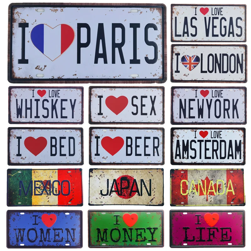 

Metal Tin Signs Wall Stickers, Japan, USA, Mexico Flag, Car License, Tiki Bar, Club Decor Plates